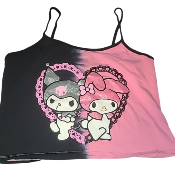 Sanrio Tops - My Melody+Kuromi Pink & Black Crop Top